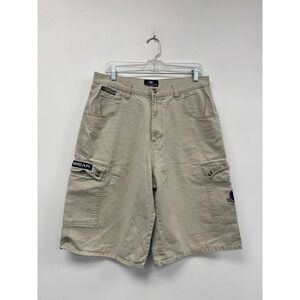 Wu Wear Shorts Mens 32 Khaki Cargo Streetwear Hip Hop Logo Pockets Y2K
